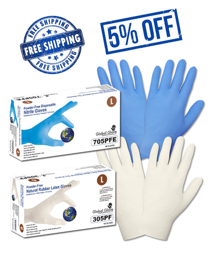 FREE SHIPPING and 5% OFF your order when you buy a case of disposable gloves!